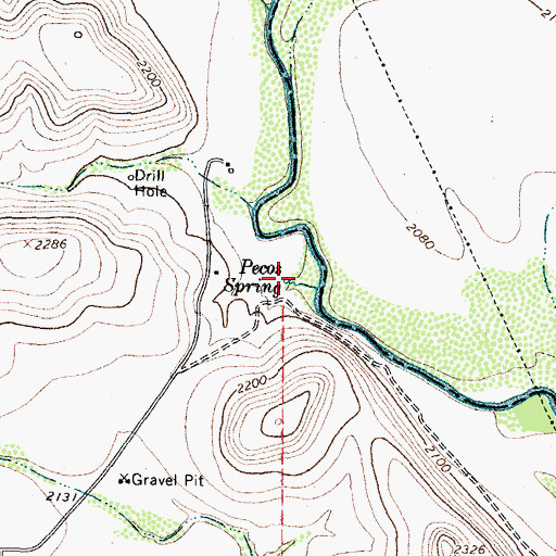 Topographic Map of Pecos Spring, TX