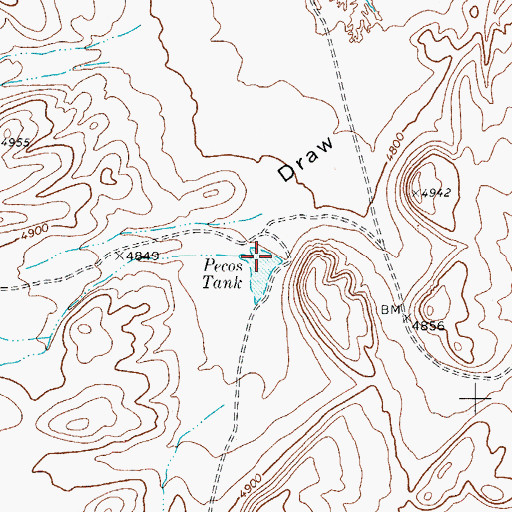 Topographic Map of Pecos Tank, TX