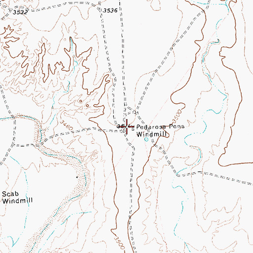 Topographic Map of Pedarosa Pens Windmill, TX