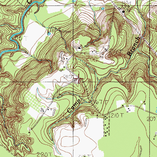 Topographic Map of Pedigo Cemetery, TX