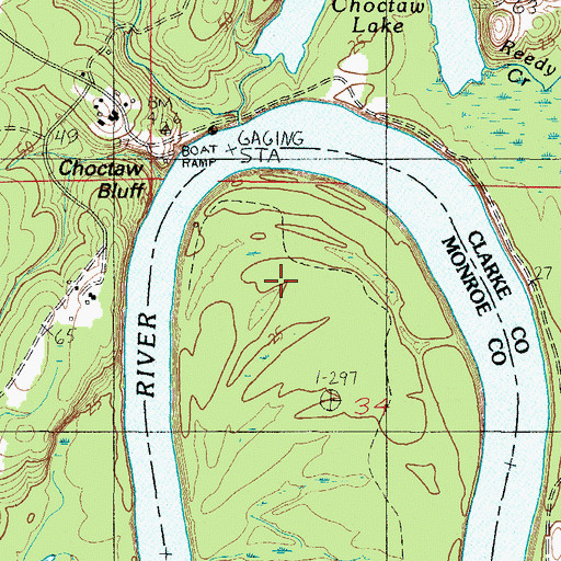 Topographic Map of Choctaw Bend, AL