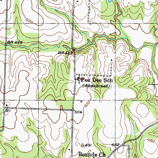 Topographic Map of Pee Dee School, TX