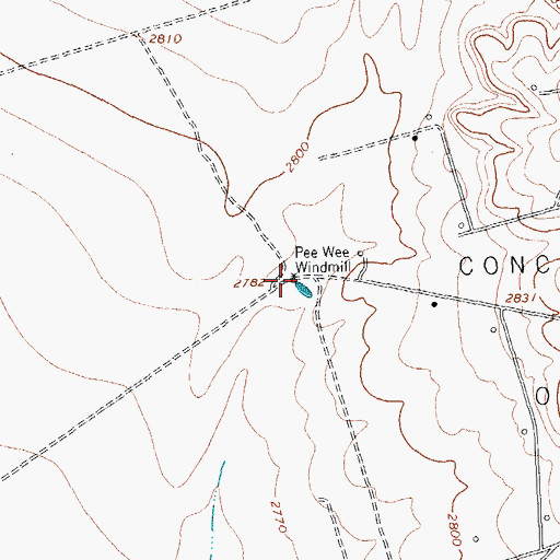 Topographic Map of Pee Wee Windmill, TX