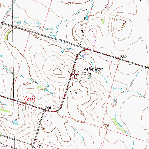 Topographic Map of Pendleton Cemetery, TX