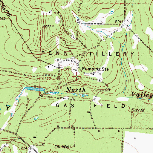 Topographic Map of Penn Tillery Gas Field, TX