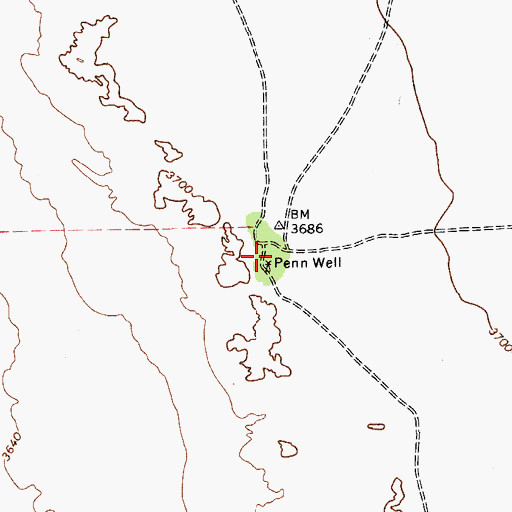 Topographic Map of Penn Well, TX