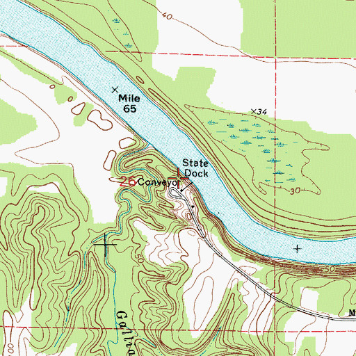 Topographic Map of Claiborne State Dock, AL