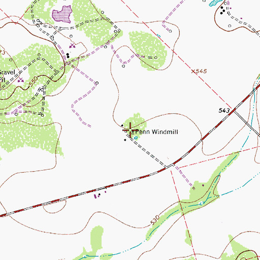 Topographic Map of Penn Windmill, TX