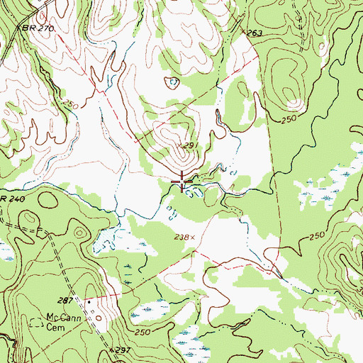 Topographic Map of Pennington Branch, TX
