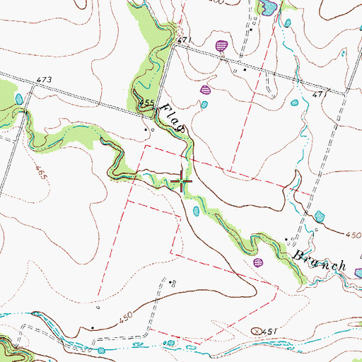 Topographic Map of Pennington Branch, TX