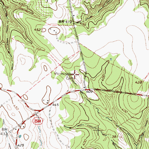 Topographic Map of Pennington Cemetery, TX