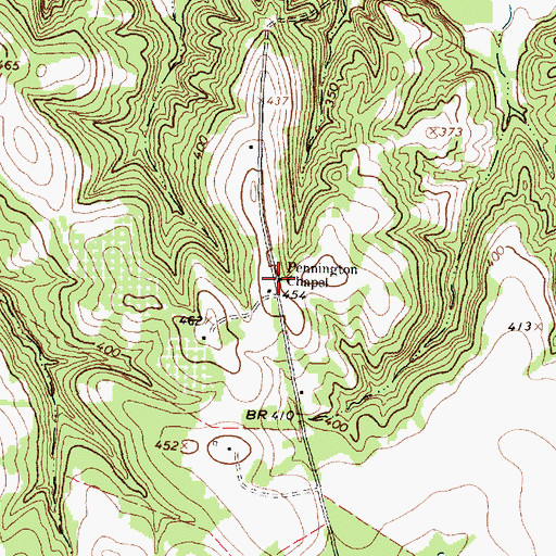 Topographic Map of Pennington Chapel, TX