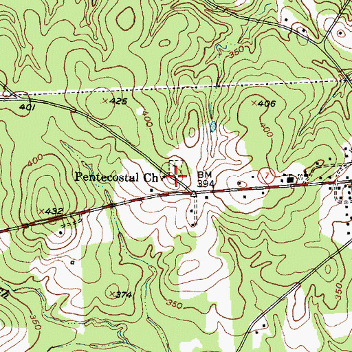 Topographic Map of Pentecostal Church, TX