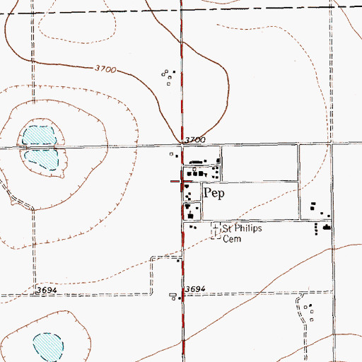 Topographic Map of Pep, TX
