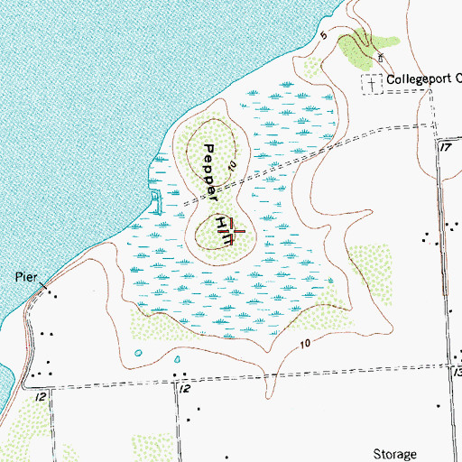 Topographic Map of Pepper Hill, TX