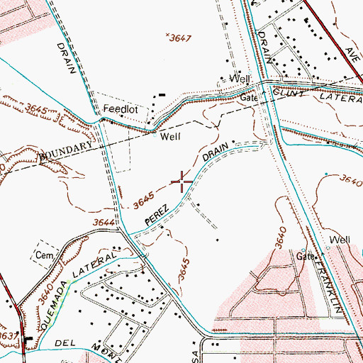 Topographic Map of Perez Drain, TX