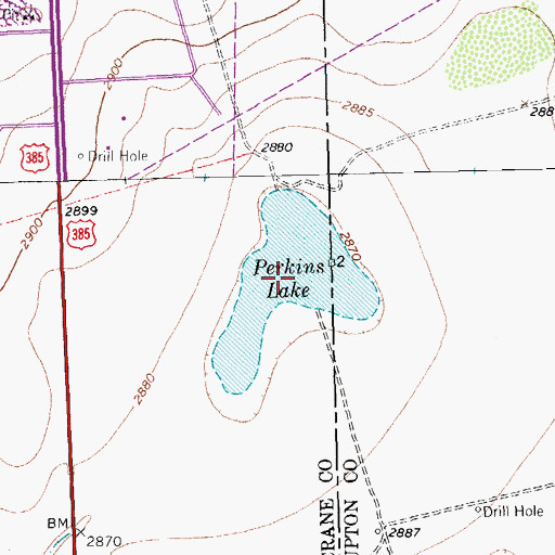 Topographic Map of Perkins Lake, TX