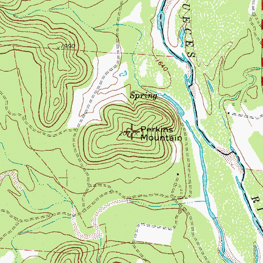 Topographic Map of Perkins Mountain, TX