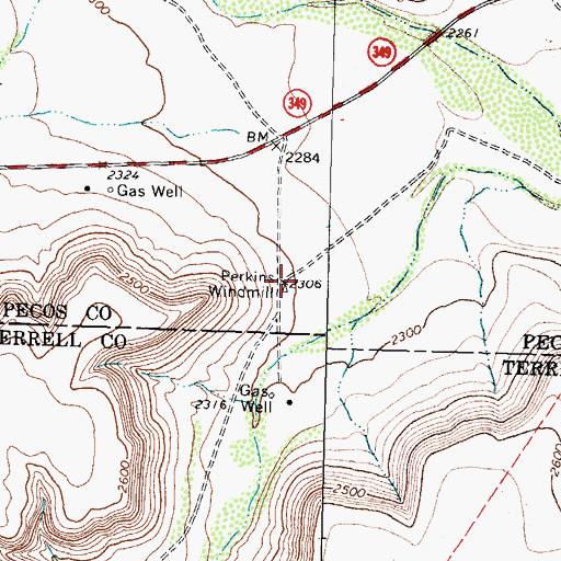 Topographic Map of Perkins Windmill, TX