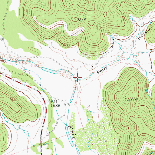 Topographic Map of Perry Hollow, TX