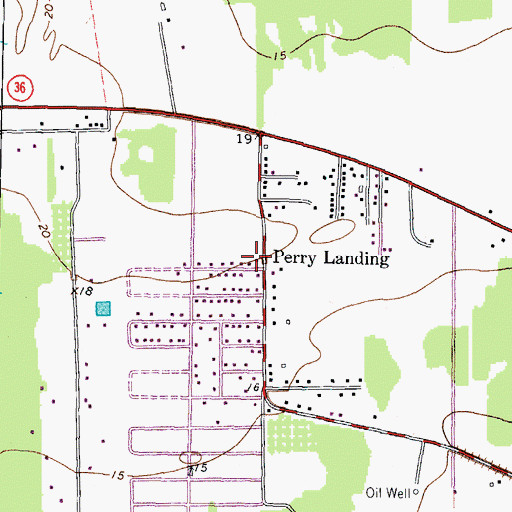 Topographic Map of Perry Landing, TX