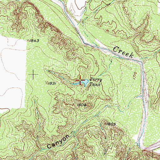 Topographic Map of Perry Tank, TX
