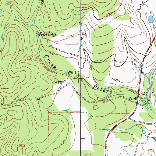 Topographic Map of Peters Creek, TX