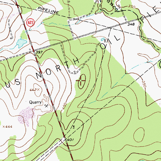 Topographic Map of Pettus North Oil Field, TX