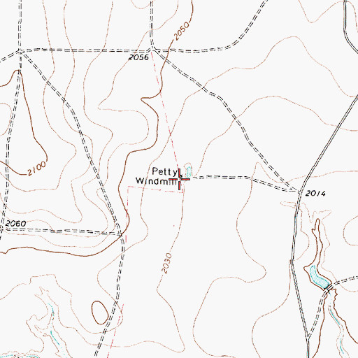 Topographic Map of Petty Windmill, TX