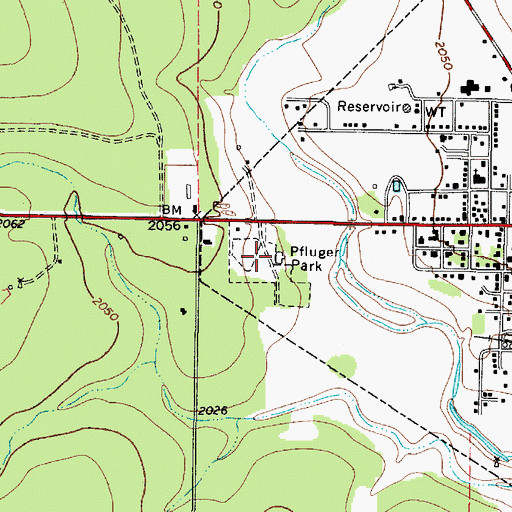 Topographic Map of Pfluger Park, TX