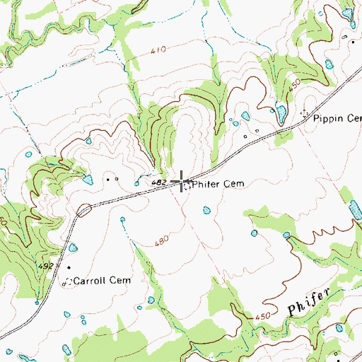 Topographic Map of Phifer Cemetery, TX