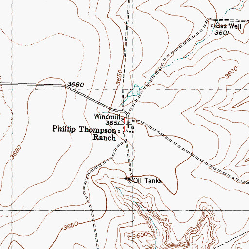 Topographic Map of Phillip Thompson Ranch, TX