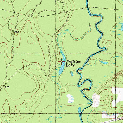 Topographic Map of Phillips Lake, TX