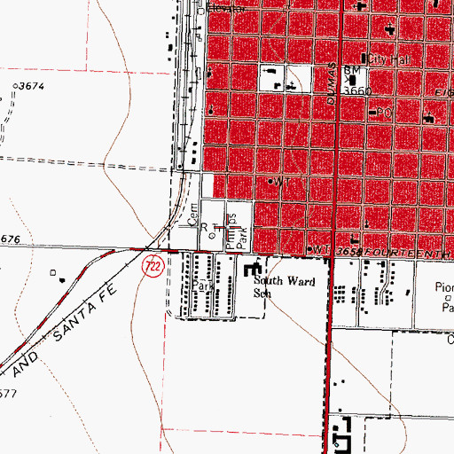 Topographic Map of Phillips Park, TX