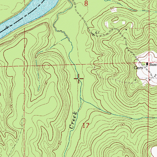 Topographic Map of English Mill (historical), AL
