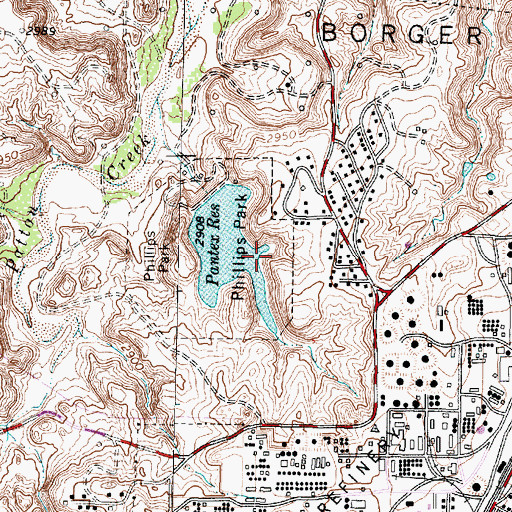 Topographic Map of Phillips Park, TX