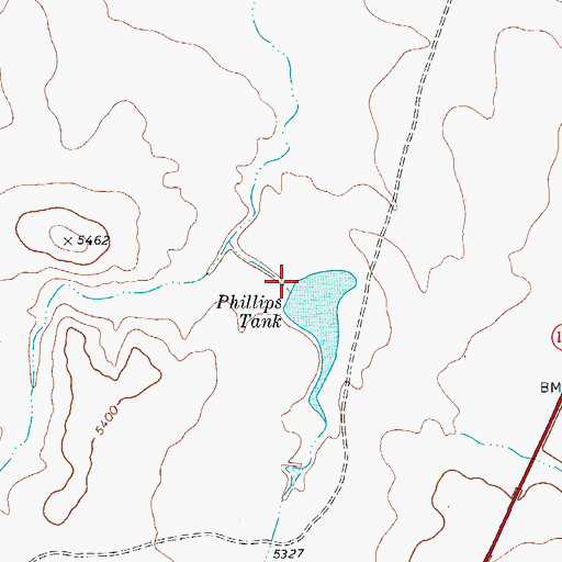 Topographic Map of Phillips Tank, TX