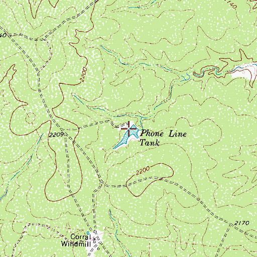 Topographic Map of Phone Line Tank, TX