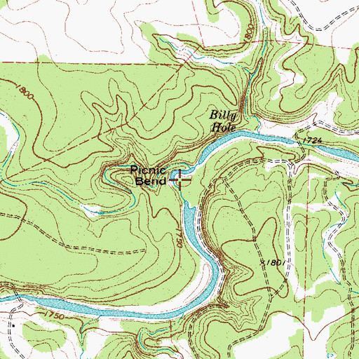Topographic Map of Picnic Bend, TX