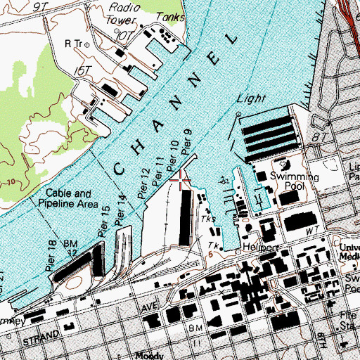 Topographic Map of Pier Ten, TX
