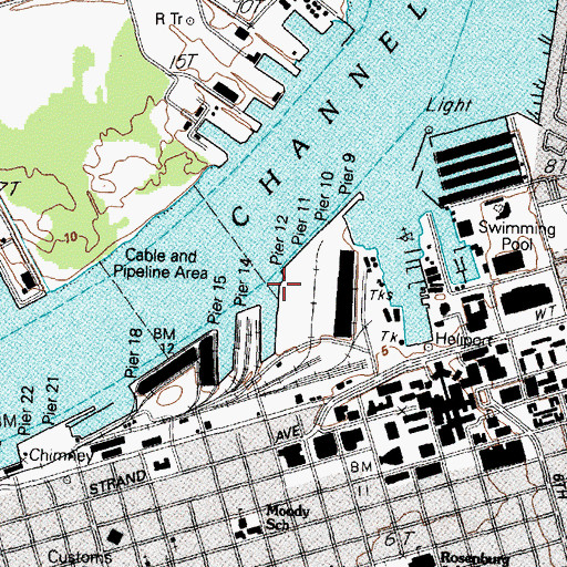 Topographic Map of Pier Twelve, TX