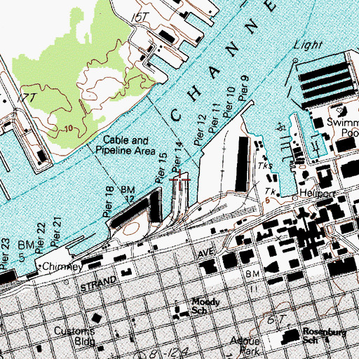 Topographic Map of Pier Fourteen, TX