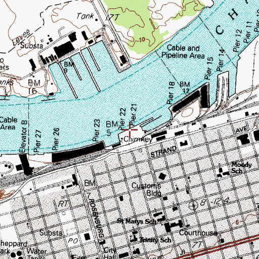 Topographic Map of Pier Twentyone, TX