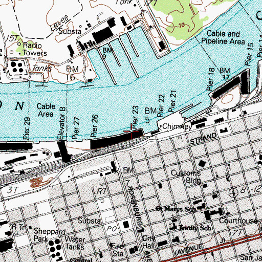 Topographic Map of Pier Twentytwo, TX