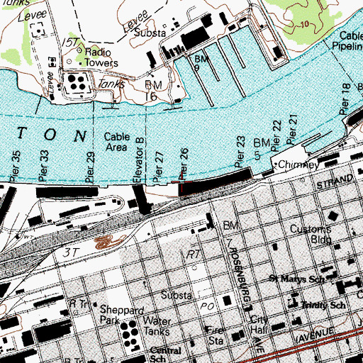 Topographic Map of Pier Twentysix, TX