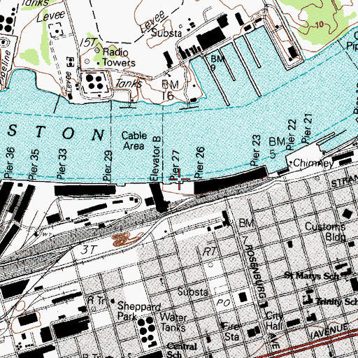 Topographic Map of Pier Twentyseven, TX