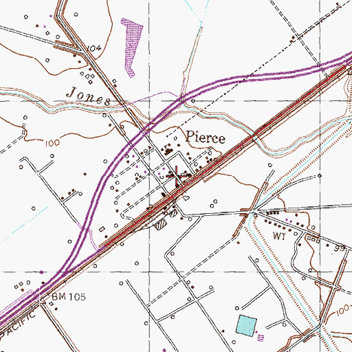 Topographic Map of Pierce, TX