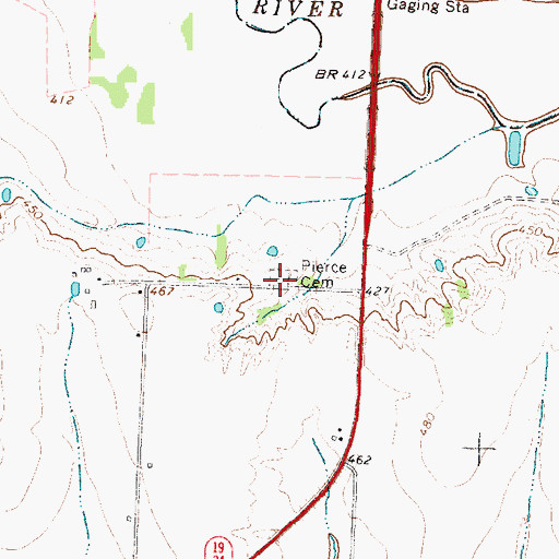 Topographic Map of Pierce Cemetery, TX