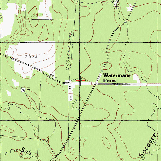 Topographic Map of Pierce Church, TX