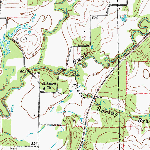 Topographic Map of Pierce Spring Branch, TX